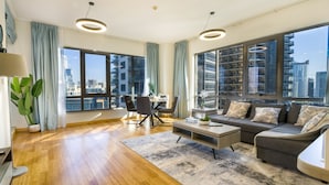 Apartment, 1 Bedroom, Pool Access | Living room - Easygo- Luxury 1bdr South Ridge Downtown (Dubai)