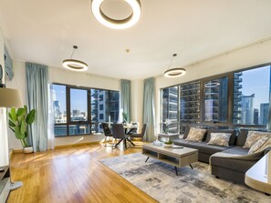 Apartment, 1 Bedroom, Pool Access | Living room - Easygo- Luxury 1bdr South Ridge Downtown (Dubai)