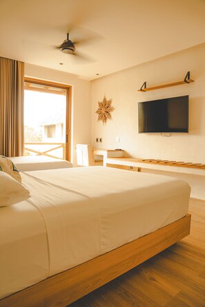 Standard Double Room, 2 Double Beds, Pool View | Premium bedding, Tempur-Pedic beds, minibar, in-room safe - Bidmont Villa Spa (Puerto Escondido)