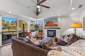 TV, fireplace