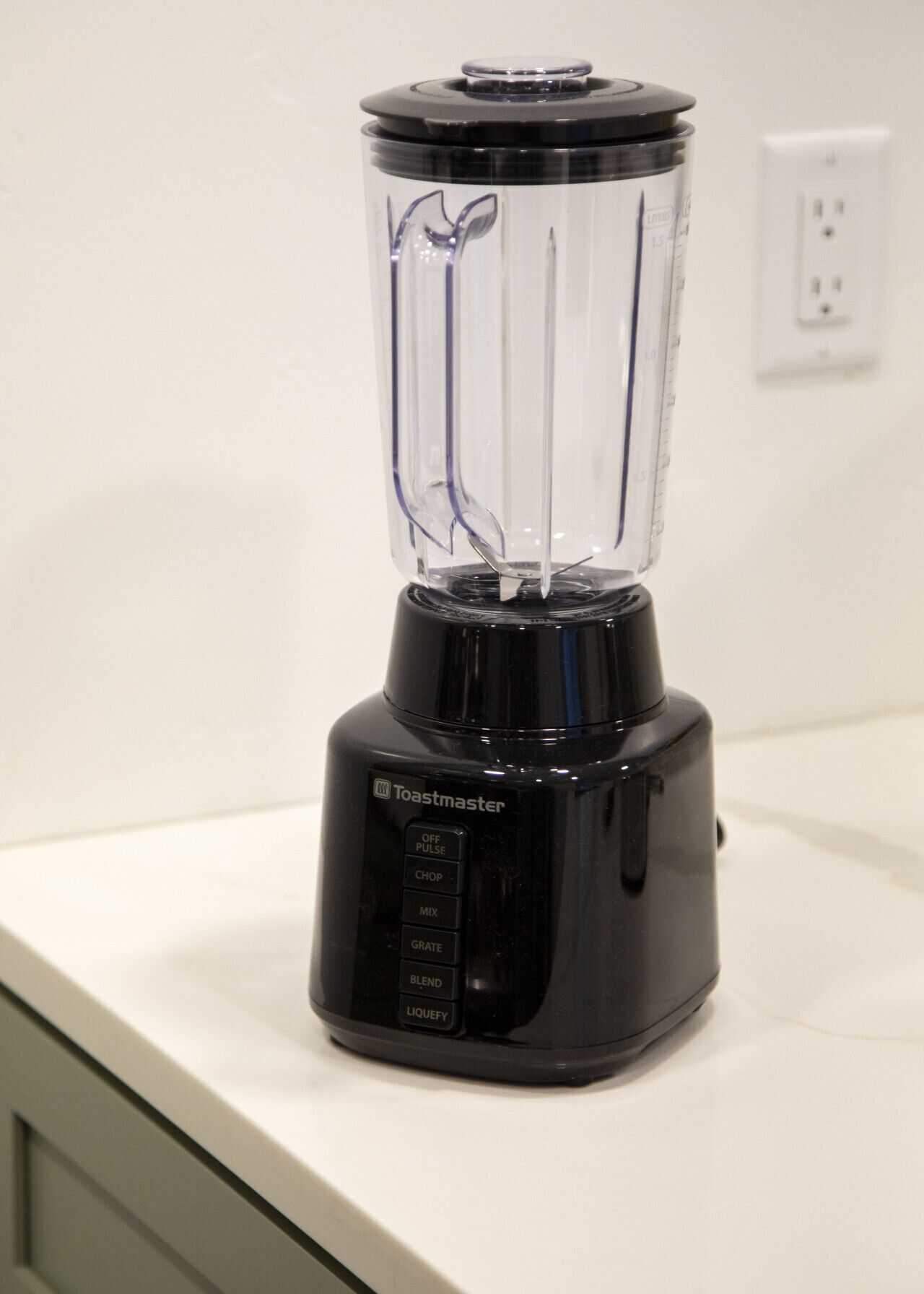 A Toastmaster blender on a white countertop.