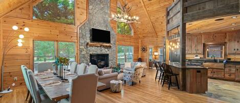 Smart TV, fireplace, table tennis, books