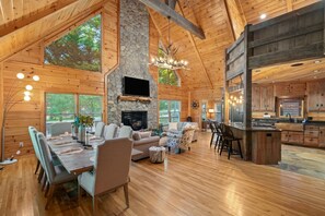 Smart TV, fireplace, table tennis, books