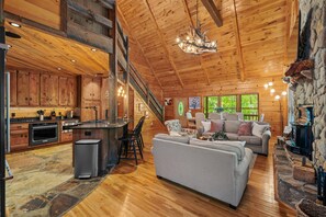 Smart TV, fireplace, ping pong, books