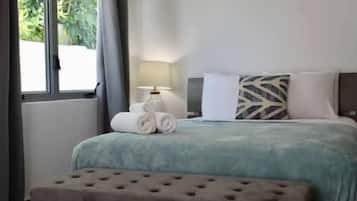 Apartment, 3 Bedrooms, Garden Area | 3 bedrooms, hypo-allergenic bedding, blackout drapes, iron/ironing board
