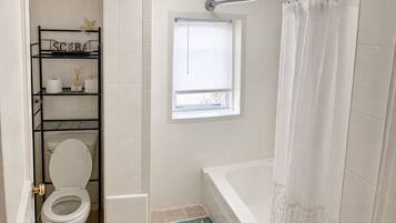 Hair dryer, towels, toilet paper