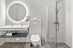 Hair dryer, towels, toilet paper