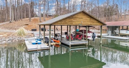 Waterfront Log Home, Fire Pit & Table, Swim Spa, & Game Room