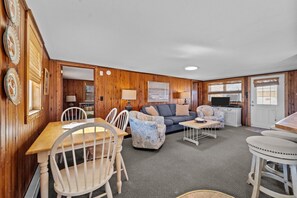 TV, DVD player, video library