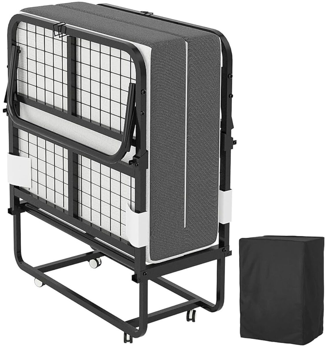 Un sac de transport pour animaux de compagnie, facile à déplacer, doté d’une fenêtre en tissu à mailles, d’un siège rembourré et de roulettes.