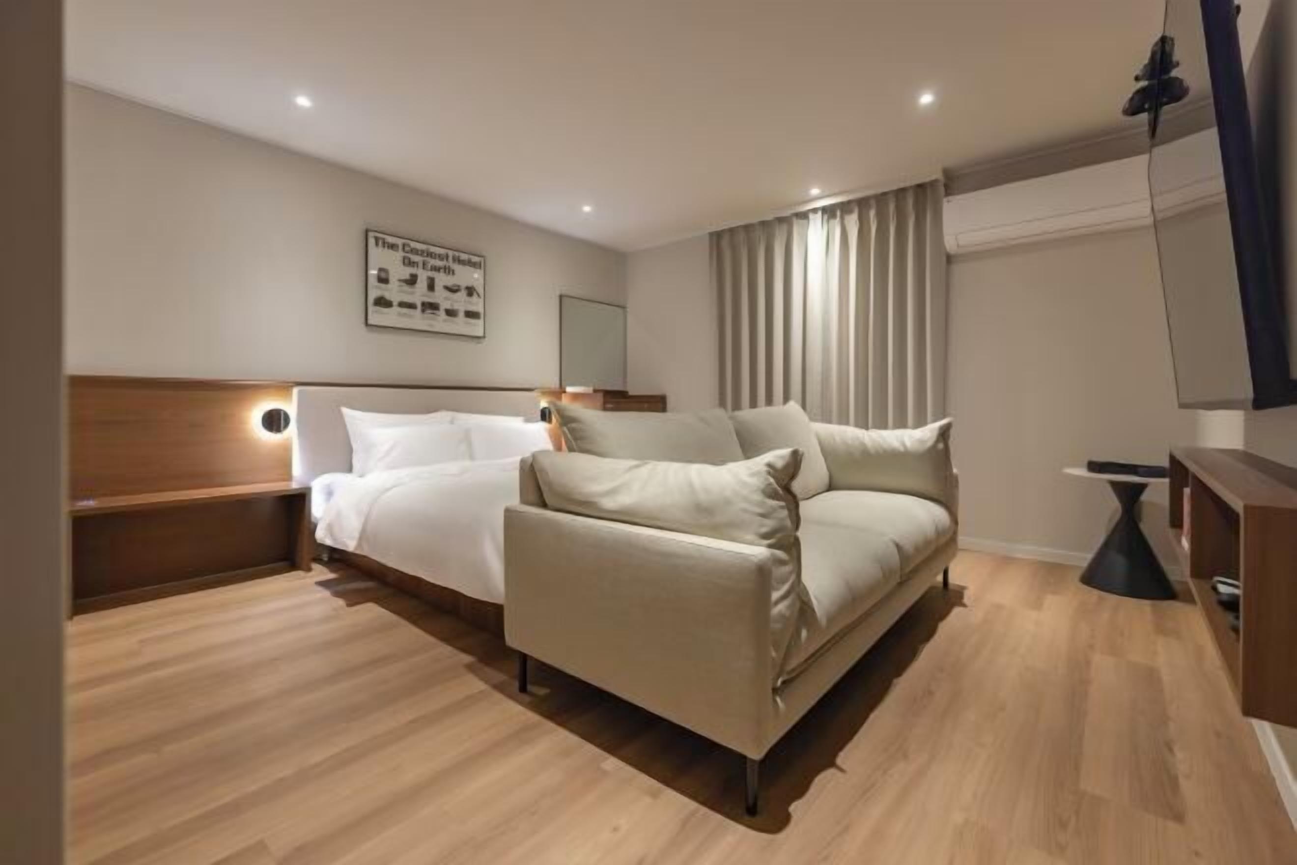 Premium bedding, desk, free WiFi, bed sheets