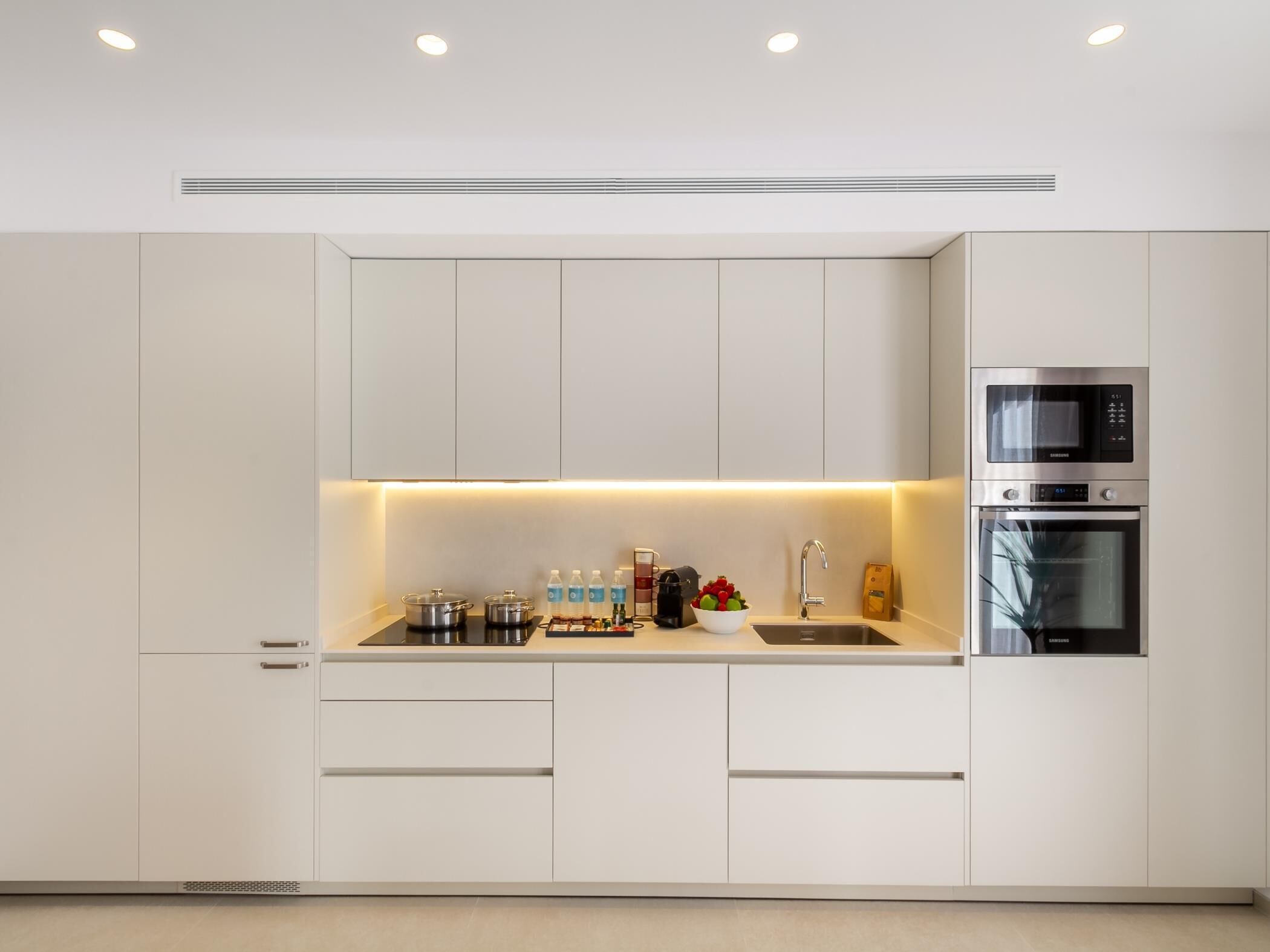 Fridge, microwave, oven, dishwasher