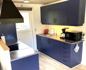 Fridge, microwave, oven, electric kettle