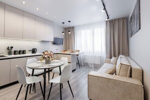 Superior Apartment, Balcony, Park View | Living area | LED TV - Luxury apartment for 6 people (Minsk)