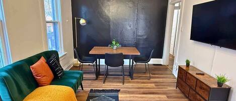 TV, books, video library, offices