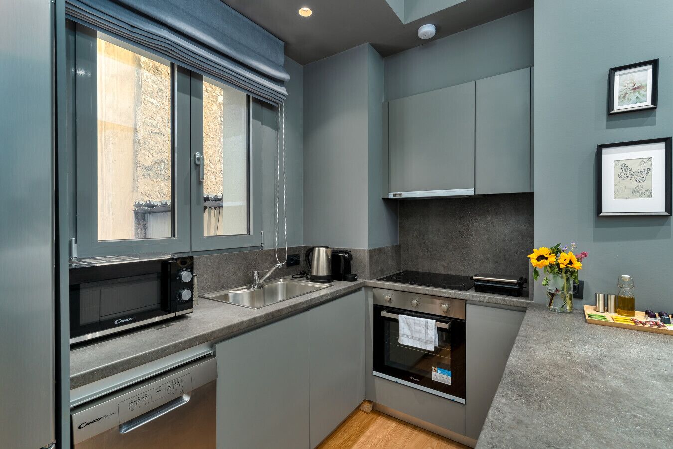 Fridge, microwave, oven, dishwasher