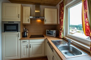 Fridge, microwave, dishwasher, coffee/tea maker