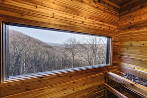 House (2 Bedrooms) | Interior - Sauna + Views: Private Franklin Cabin on 10 Acres (Franklin)