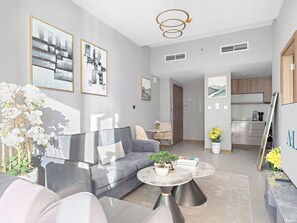Living area - A-Living Elegant 1BR Apartment Near Dubai Mall & Burj Khalifa in Missoni Tower  (Dubai)