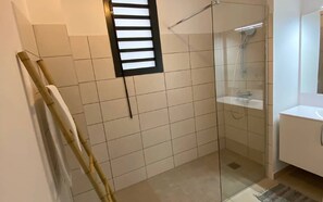 Dusche, Haartrockner, Handtücher