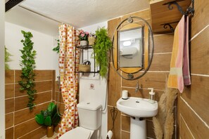 Douche, séchoir à cheveux, serviettes fournies