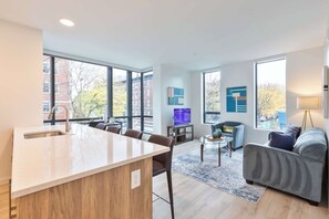 TV, fireplace, offices