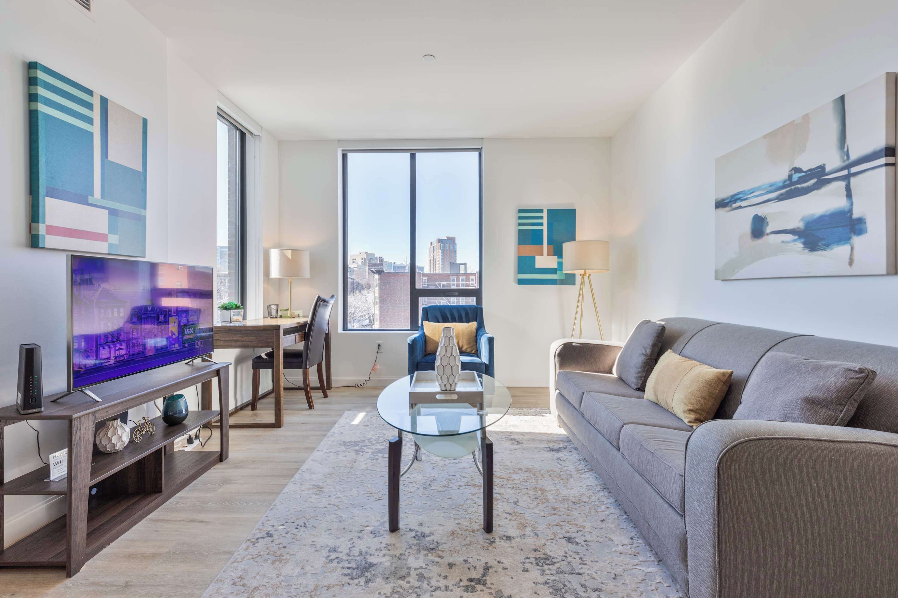 TV, caminetto, studio