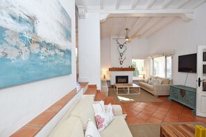 Televisión y chimenea 