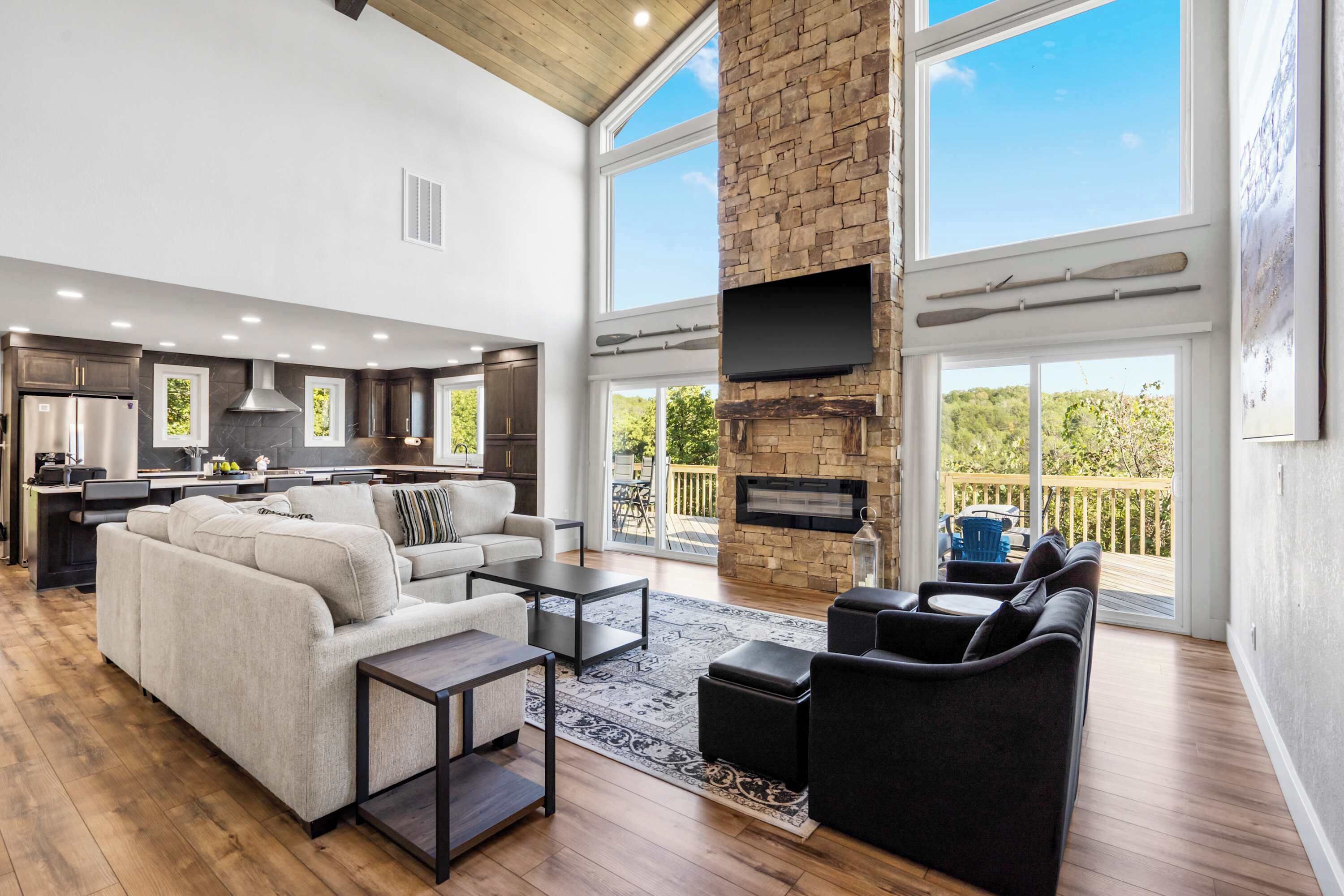 House, Multiple Beds, Pool Access, Mountain View (Van Kirk Cove) | Living area | 50-inch flat-screen TV with digital channels, fireplace