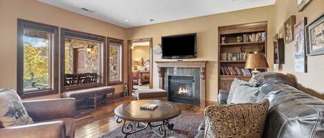Condo, Multiple Beds, Patio, Garden View (Bunkhouse at Rock Canyon) | Living area | 42-inch flat-screen TV with digital channels, fireplace