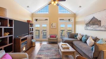 Condo, Multiple Beds, Patio, Mountain View (Luxury Penthouse) | Living area | 65-inch flat-screen TV with digital channels, fireplace