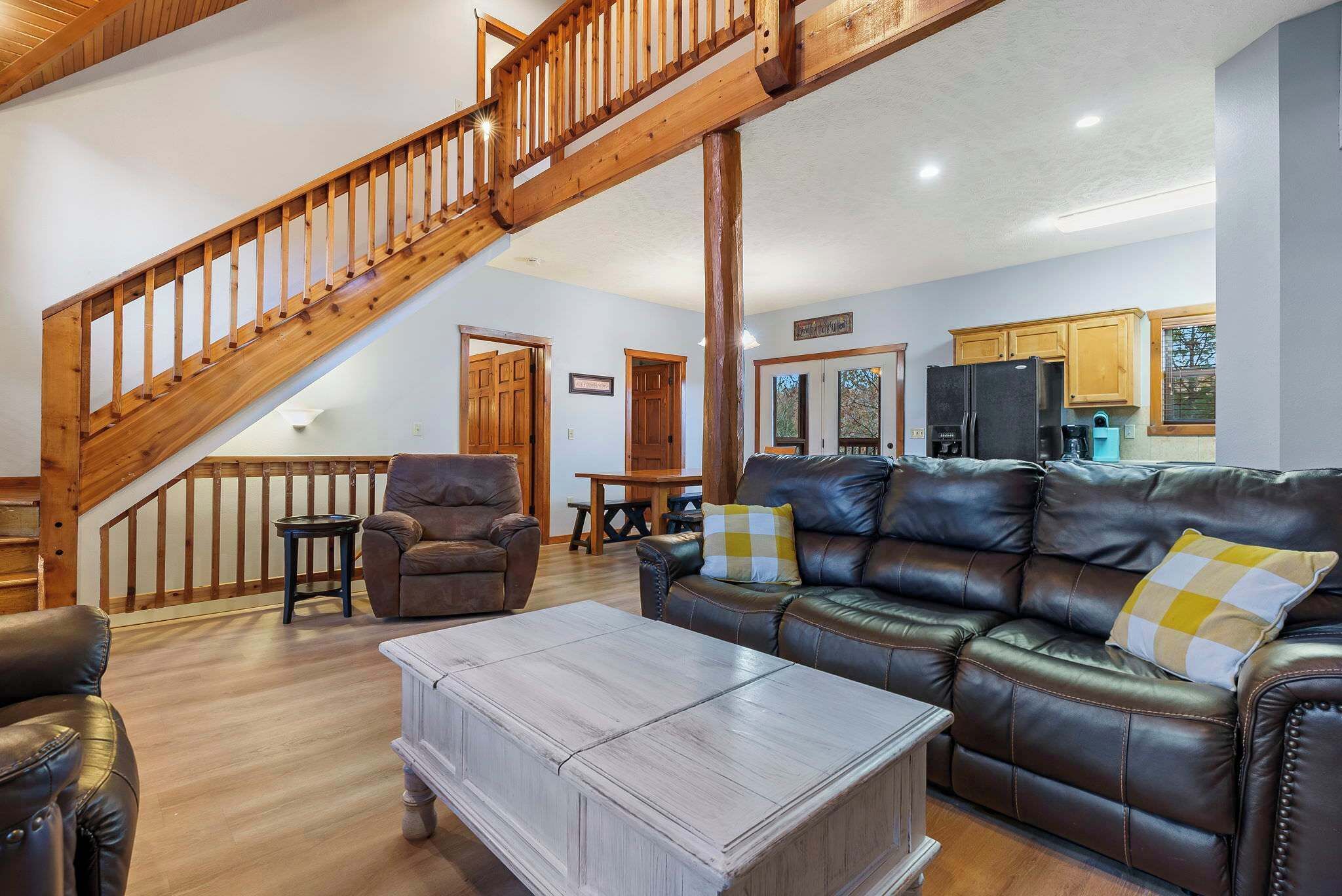 Cabin, Multiple Beds, Balcony, Mountain View (Kemper's Cabin in the Ozarks ) | Living area | 42-inch flat-screen TV with digital channels, fireplace