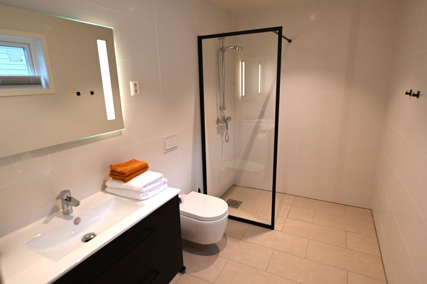 Comfort-Ferienhütte | Badezimmer | Dusche, Handtücher, Seife, Shampoo