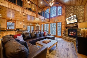 Smart TV, fireplace, video games, foosball