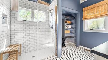 Hair dryer, bathrobes, towels, soap