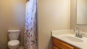 Shower, towels, toilet paper