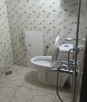 Shower, towels, soap