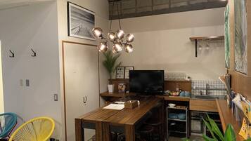 Design Condo, Multiple Beds | Desk, laptop workspace, blackout drapes, iron/ironing board