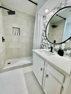 Shower, soap, toilet paper
