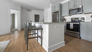 Fridge, dining tables