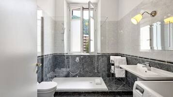 Shower, hair dryer, bidet, shampoo