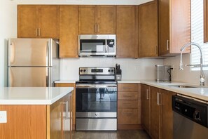 Fridge, dining tables