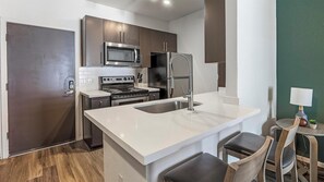 Fridge, dining tables