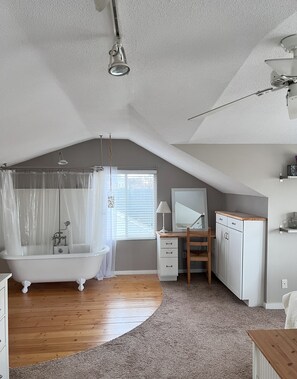 Regadera, secadora de cabello, toallas, jabón 