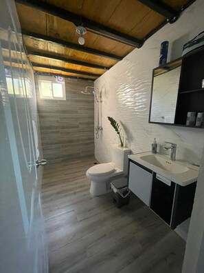 Dusche, Handtücher, Seife, Toilettenpapier