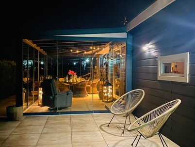 LuxChalet vacation home ELLA view on Ijssel in vacation park Pool Strand Holland