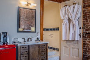 Interior - Historic Town View Room with bay window overlooking Water Street (Port Townsend)