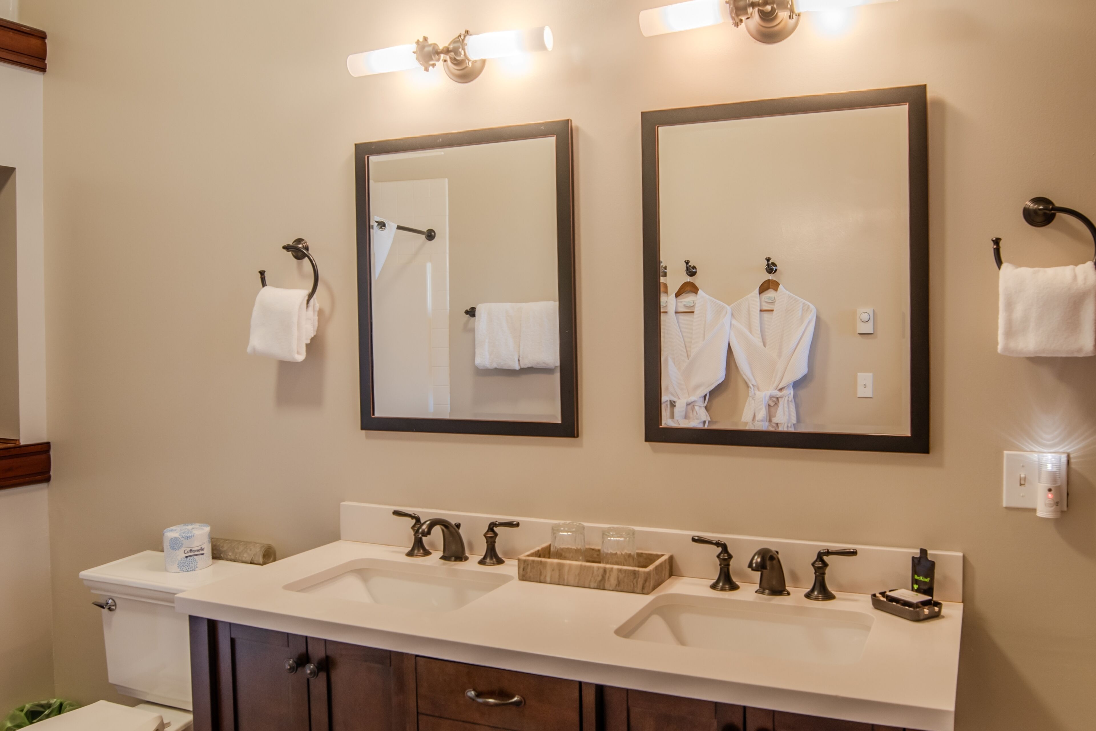 Hair dryer, towels