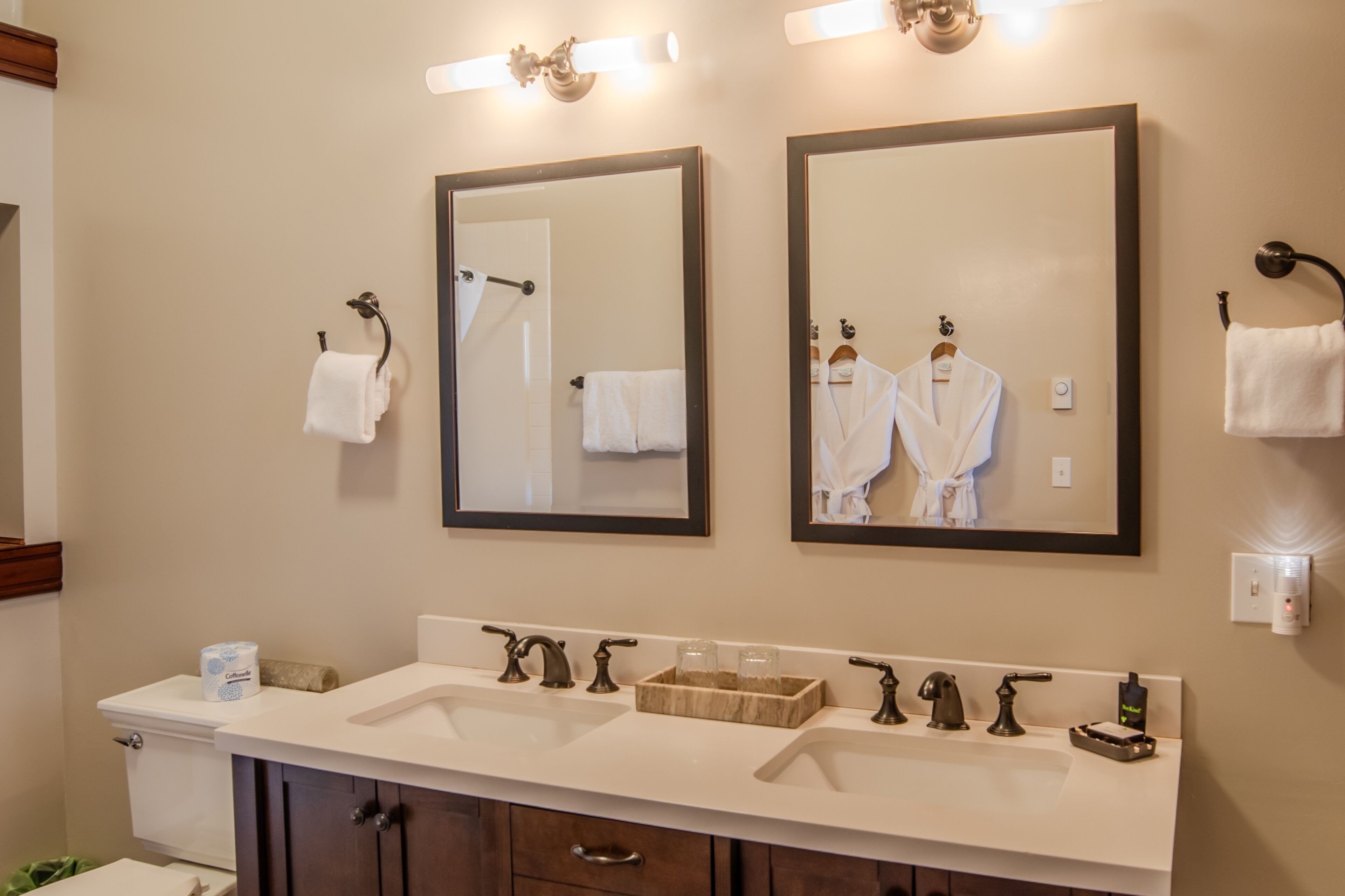 Hair dryer, towels