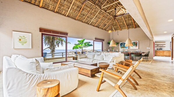 Luxury House, Balcony, Ocean View | Living area | 42-inch LED TV with digital channels - Casa Ventana al Mar San Xoaquin (Puerto Vallarta)